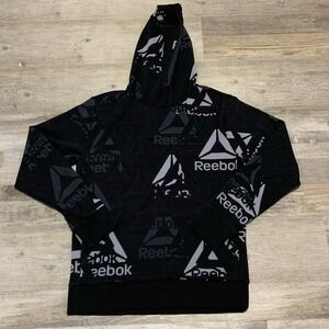 Reebok Mens Unwind Allover Printed Hoodie Black Size Small